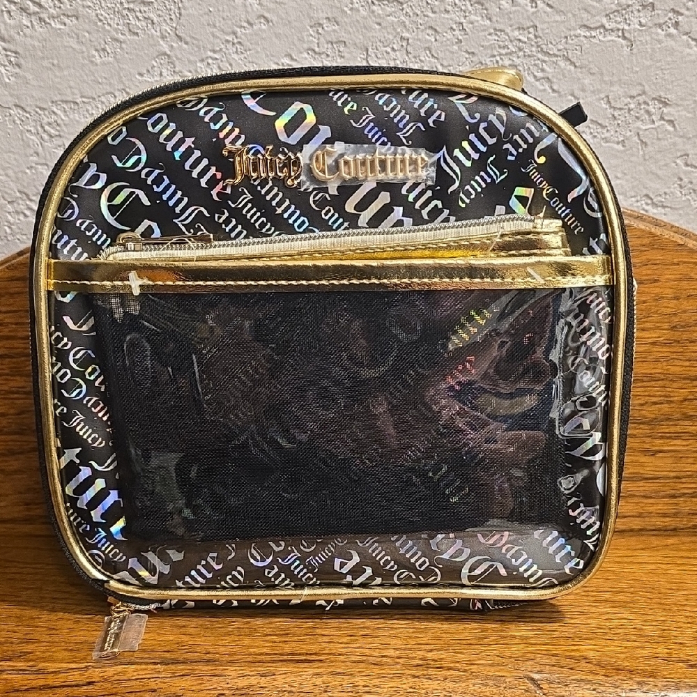 Juicy Couture Multi-Colored Irridescent Black and Gold Cosmetic Case